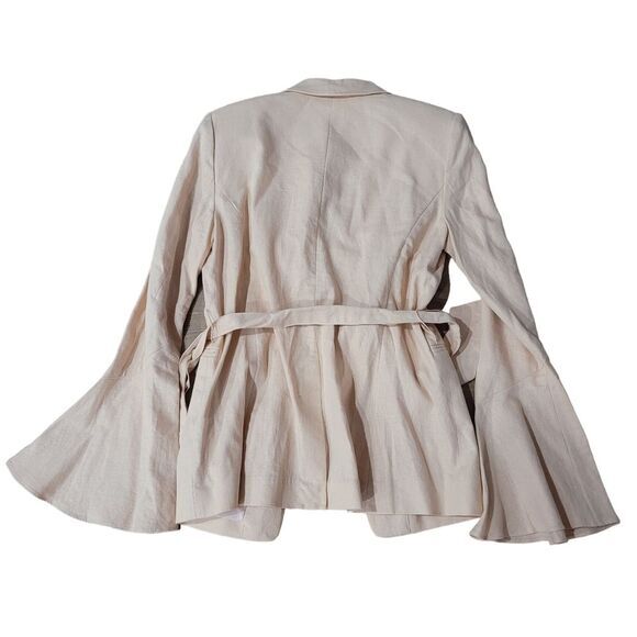 FREE PEOPLE Blazer Boyfriend Tan Large Linen Blend Flax Size Small - Picture 2 of 4